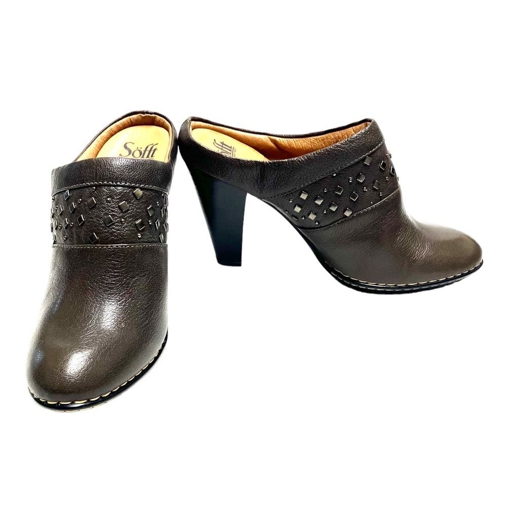 Euro Soft By Sofft  Women Shoes Mules CLOGS Slides Wedge Heels Brown Size 9.5